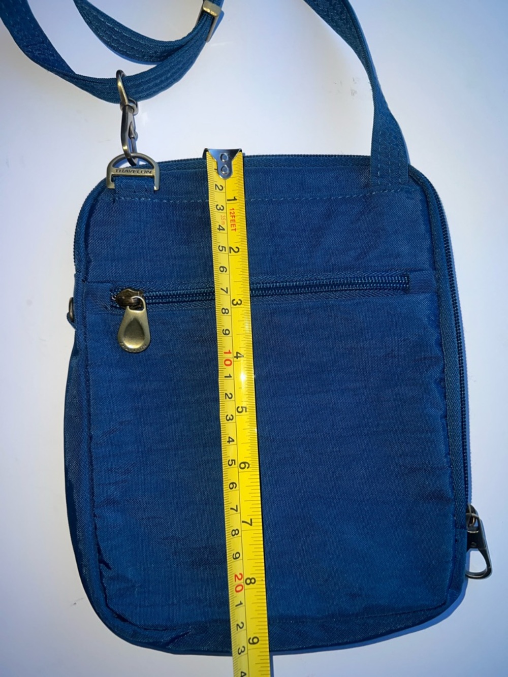 Travelon AntiTheft Signature Slim Pouch Quilted Blue Crossbody Bag - Picture 8 of 9